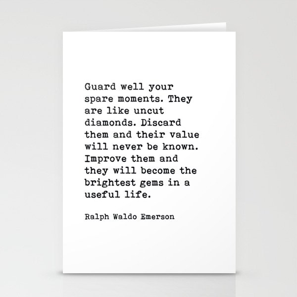 Guard Well Your Spare Moments, Ralph Waldo Emerson Quote Stationery Cards