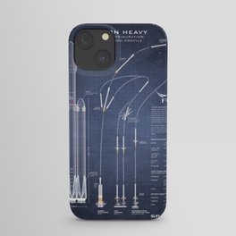SpaceX Falcon Heavy Spacecraft NASA Rocket Blueprint in High Resolution (dark blue) iPhone Case