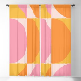 Mid Century Modern Scandinavian Geometric Abstract 354 Pink Yellow and Orange Blackout Curtain