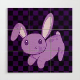 Purple Bunny (Checkered) Wood Wall Art