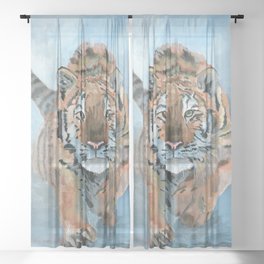 Snow tiger Sheer Curtain