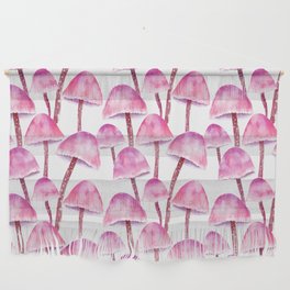 Pink Watercolor Mushrooms Wall Hanging