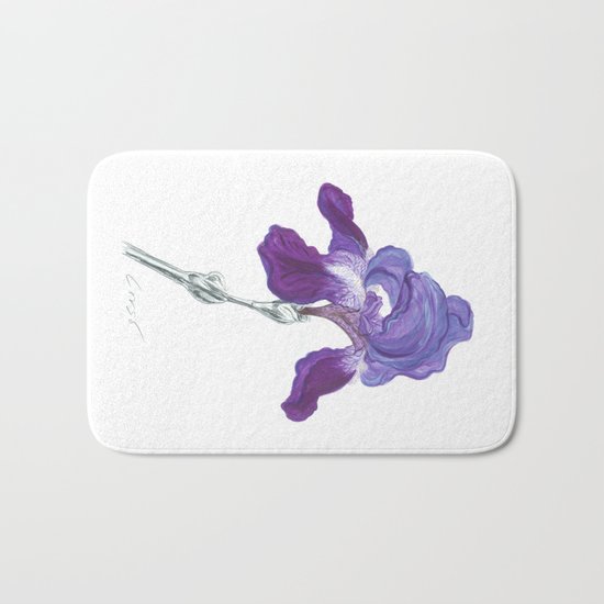 Iris 01 Botanical Flower * Purple Bearded Iris Bath Mat