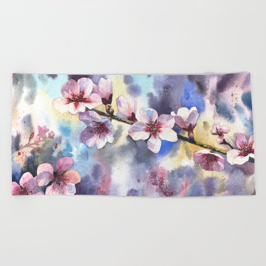 Blossoming almond Beach Towel
