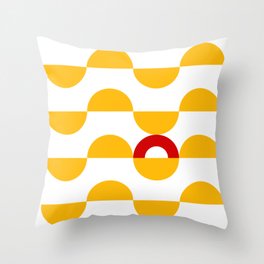 Yellow Waves with Red Accent Throw Pillow