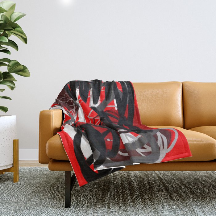 Red, Black & Gray Abstract Throw Blanket