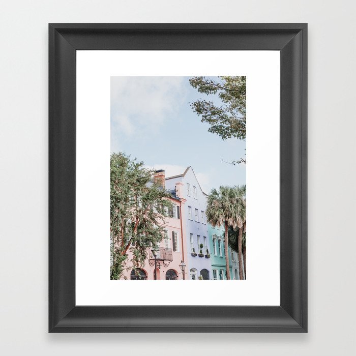 Rainbow Row No. 3 Colorful Charleston Photography Framed Art Print