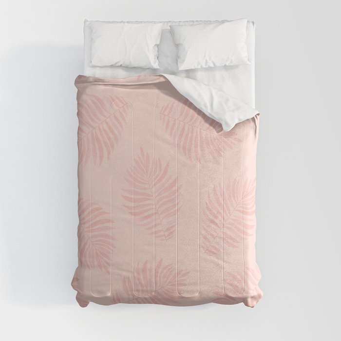 Palm Leaves Falling on Pink Comforter