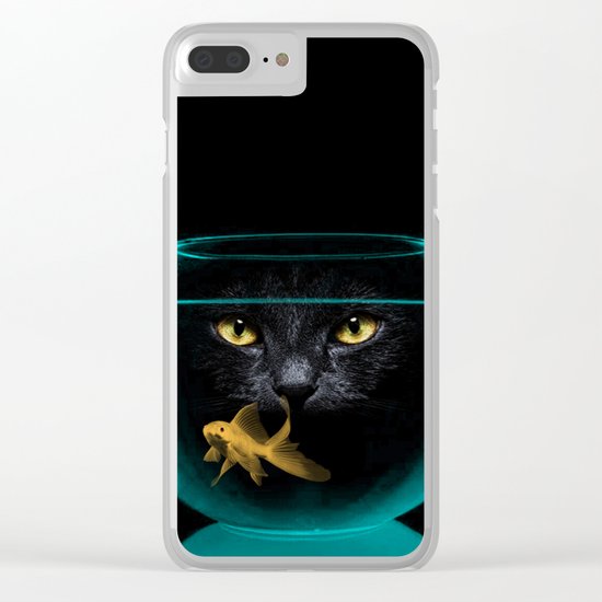 Black Cat Goldfish II Clear iPhone Case