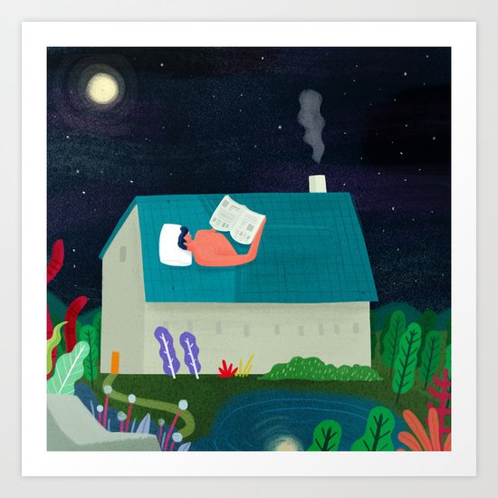 Roof Sleeping Art Print
