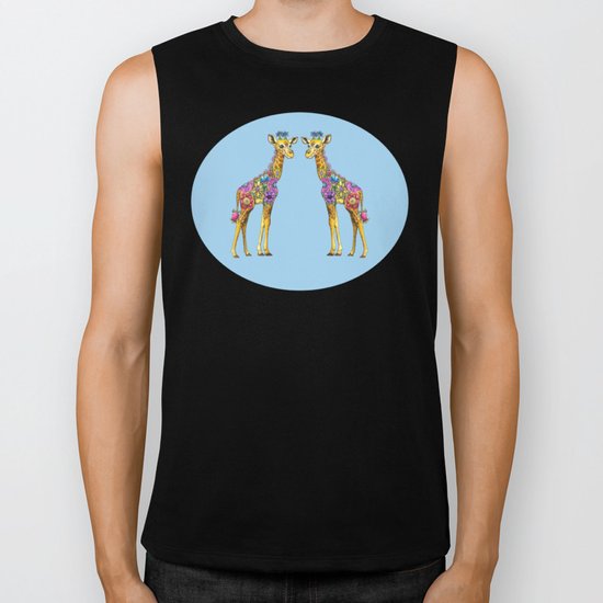 Geraldine the Geniunely Nice Giraffe Blue Biker Tank