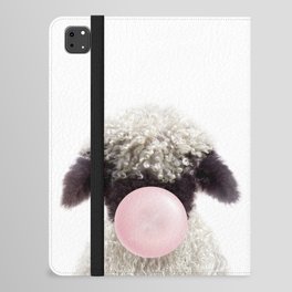 Baby Blacknose Lamb Blowing Bubble Gum, Pink Nursery, Baby Animals Art Print by Synplus iPad Folio Case