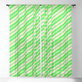 [ Thumbnail: Lime and Bisque Colored Pattern of Stripes Sheer Curtain ]