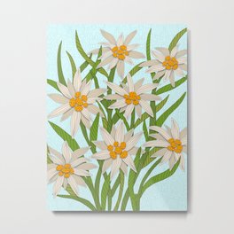 Edelweiss Metal Print | Intricate, Whiteflowers, Doodles, Artlovepassion, German, Wanderlust, Ornate, Pattern, Spring, Flowers 
