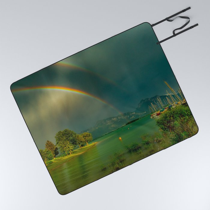 Rainbow at Tedesco Lake, Forgensee Bavaria, Germany color photograph / photography / photographs Picnic Blanket