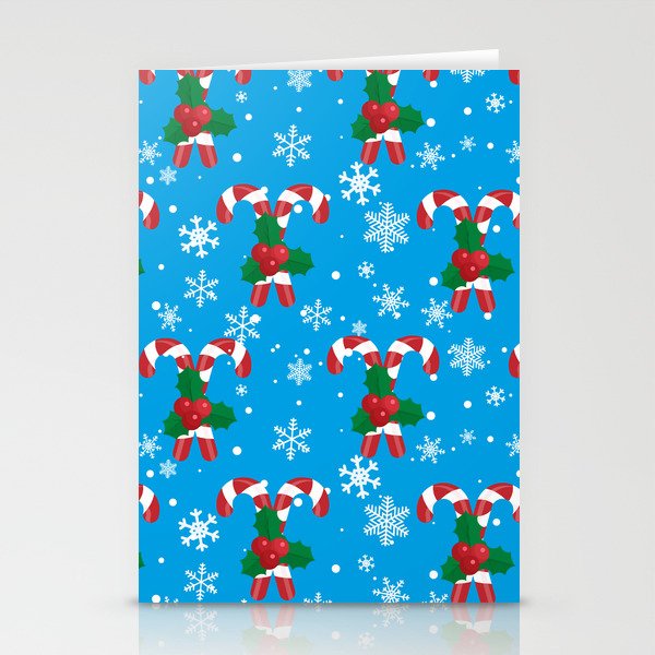 Christmas Vector Seamless Pattern with Candy Canes and Snowflakes 03 Stationery Cards