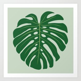Green Monstera Leaf Art Print