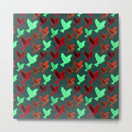 seamless pattern with colorful little birds flying Metal Print