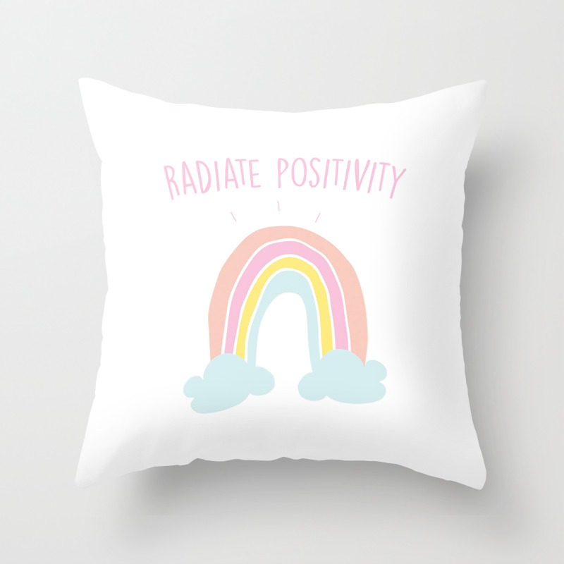Multicolor The Positive Vibes Merch Store Radiate Positivity The Motivational Message and Summer Sun Throw Pillow 16x16 