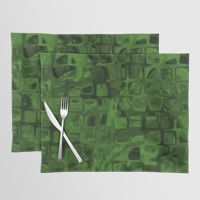 Glass - Emerald Green - Geometric Frosted Look Placemat