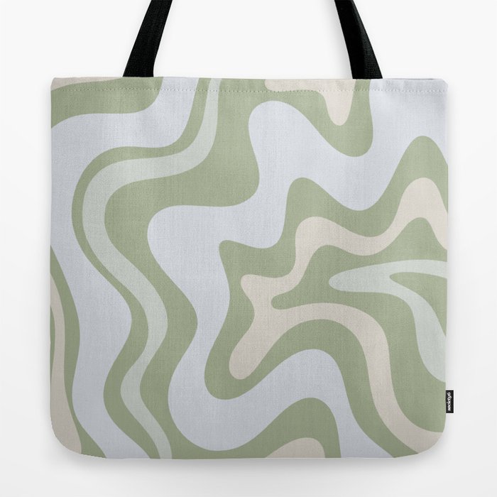 Swirls In Aqua Print Large Canvas Utility Tote Bag-Grey