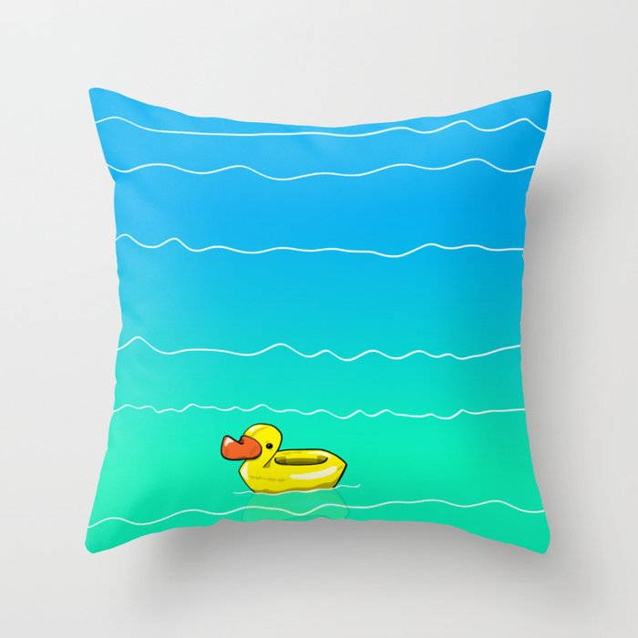 duck lifesaver enjoying summer Throw Pillow