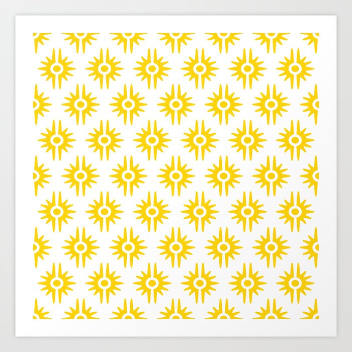 Mid Century Modern Bang Pattern 272 Yellow Art Print