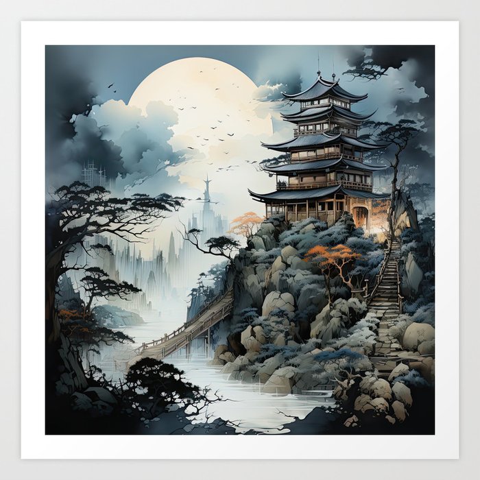 Japanese Landscape Painting Art Print