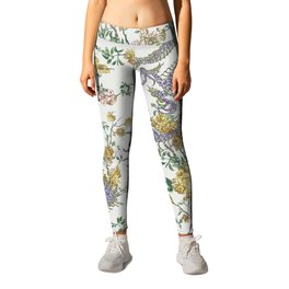 Dragons in Blooming Trees Leggings | China, Asia, Animal, Yellow, Oriental, Chinese, Flowers, Asian, Colorful, Trees 