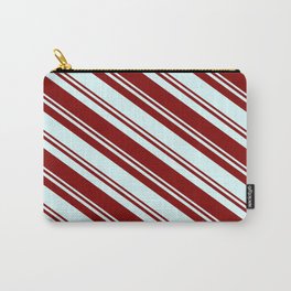 [ Thumbnail: Maroon & Light Cyan Colored Lines/Stripes Pattern Carry-All Pouch ]