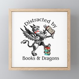 Books and Dragons Framed Mini Art Print