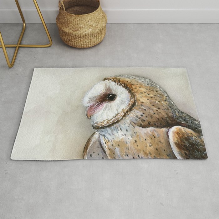 Barn Owl Watercolor Birds Of Prey Wild Animals Owls Rug By Olechka