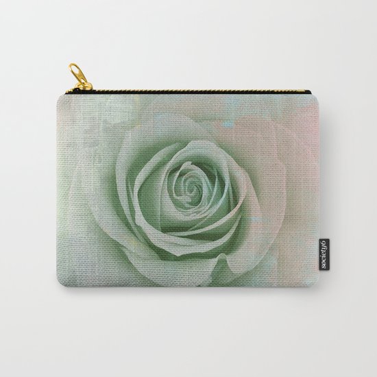 Elegant Painterly Mint Green Rose Abstract Carry-All Pouch