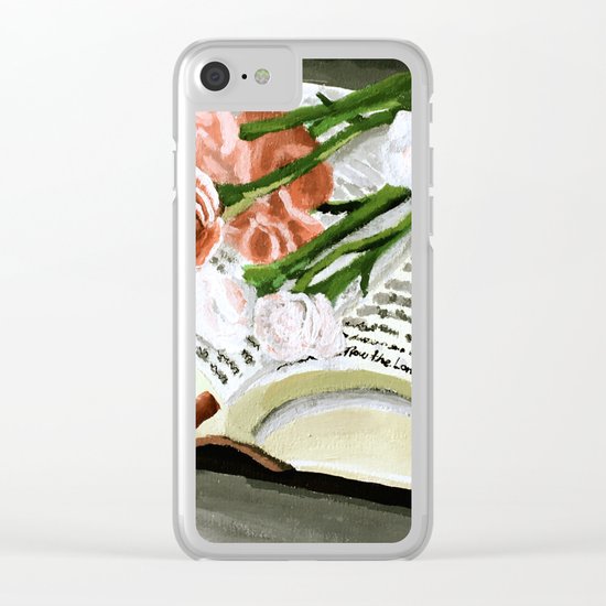 Flowers on Bible Painting Clear iPhone Case