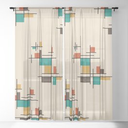Mid Century Modern Geometric Colorful Sheer Curtain