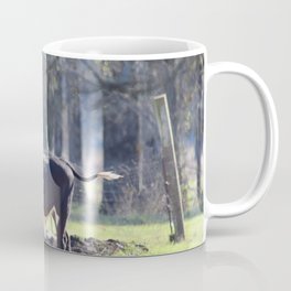 Black Cow With Tail Waving Coffee Mug