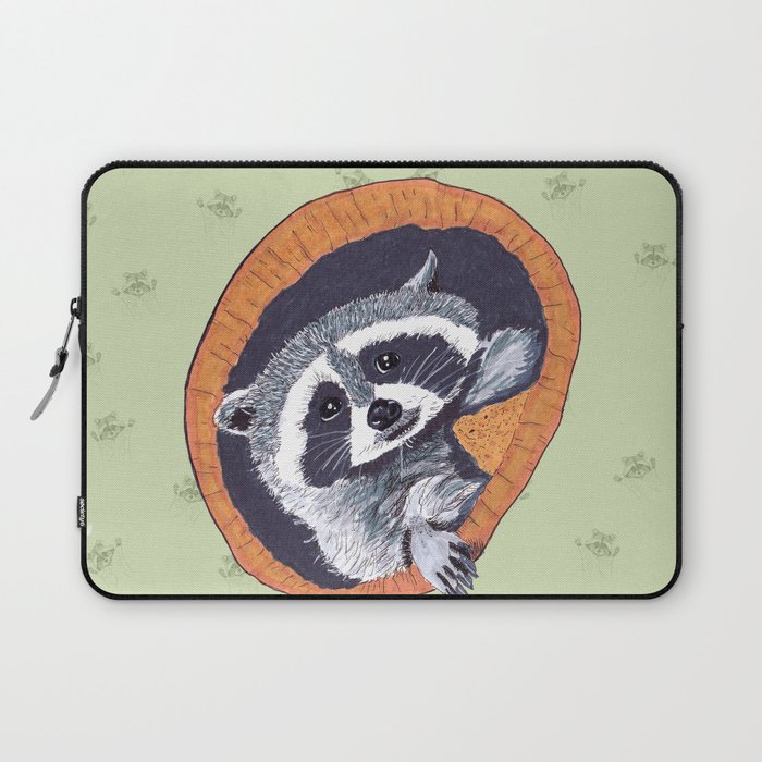 Peeking Raccoons #1 - Green Pallet Laptop Sleeve