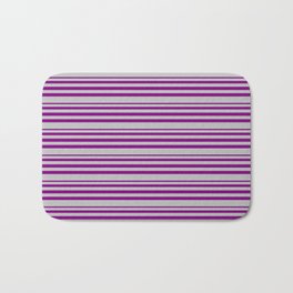 [ Thumbnail: Purple & Grey Colored Lines Pattern Bath Mat ]