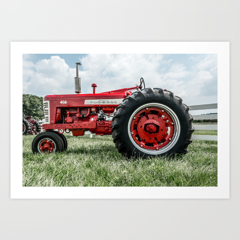 Vintage Ih Farmall 450 Side View Red Tractor Art Print By Uthat