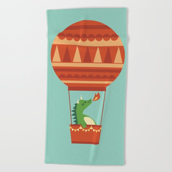 Dragon On Hot Air Balloon Beach Towel