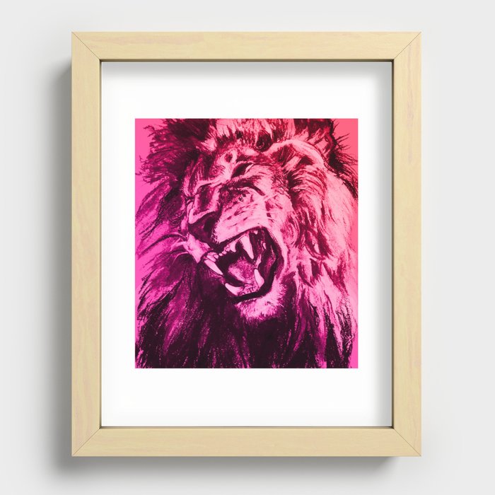 Panthera Leo Carboneum - Pink Recessed Framed Print