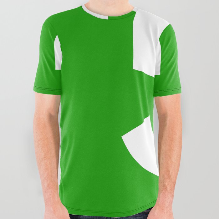 Number 5 (White & Green) All Over Graphic Tee