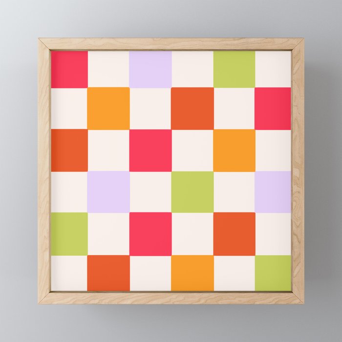 Neon Checkerboard  Framed Mini Art Print
