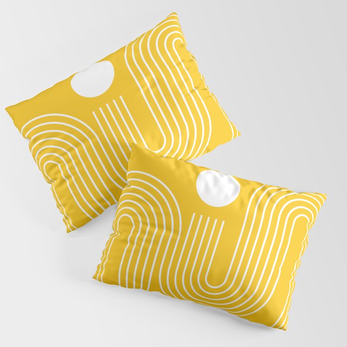 Geometric Lines in Mustard Yellow (Sunrise over the sea) Pillow Sham