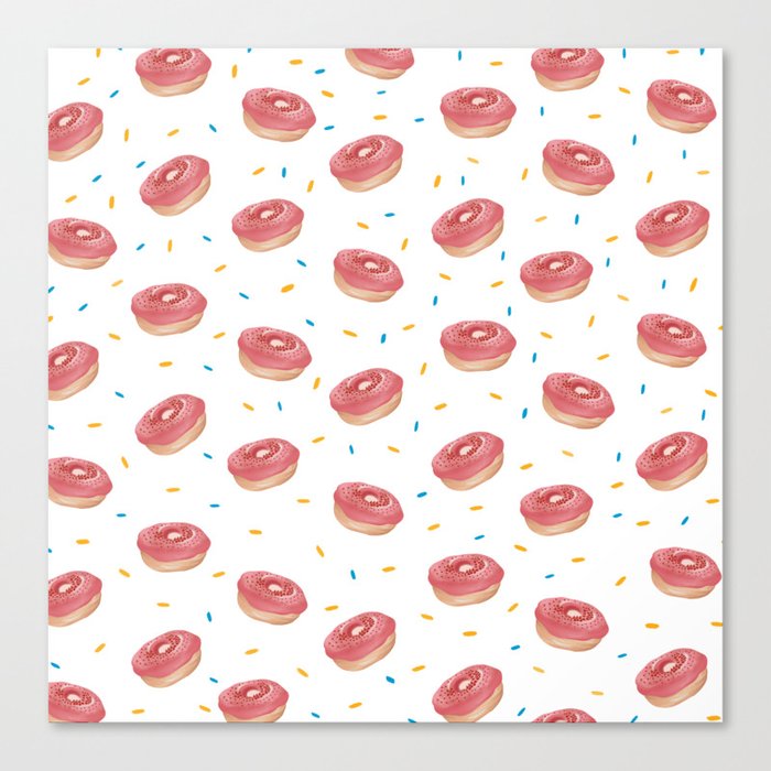 Cute Doughnut Print Seamless Pattern Canvas Print