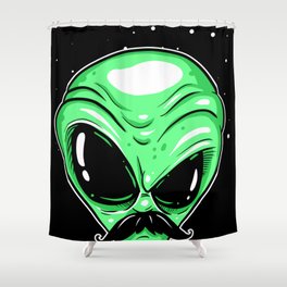 Alien Mustache Shower Curtain