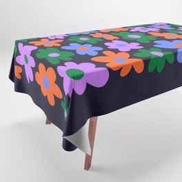 Retro Flowers: Midnight Black Edition Tablecloth