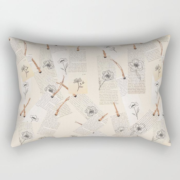 Bookpages and Sketches Rectangular Pillow