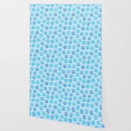 Blue Paws doodle seamless pattern. Digital Illustration Background. Wallpaper