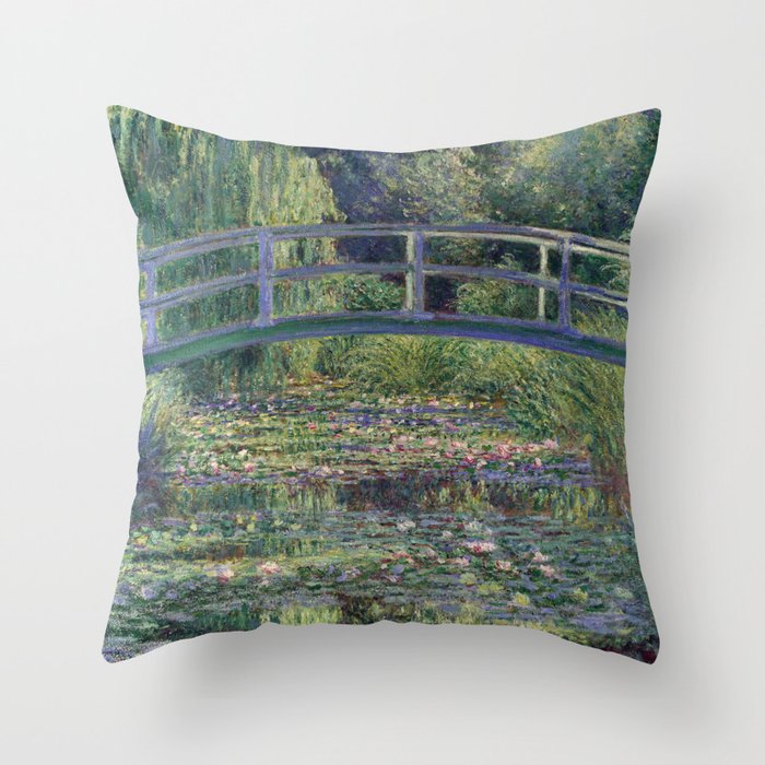 Water Lilies and the Japanese Bridge by Claude Monet Throw Pillow
